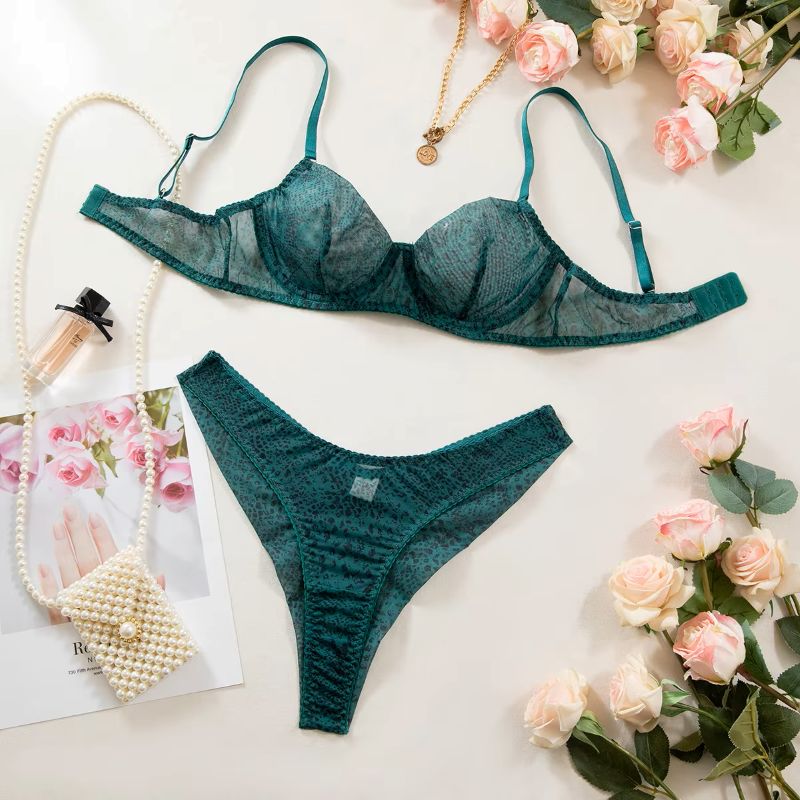 Push Up Bra Padded - ชุดชั้นในผู้หญิงแบบ 2 ชิ้น/ชุด ผ้าตาข่ายบางพิเศษ ระบายอากาศได้ดี ชุดชั้นในบราแบบมีโครงเหล็กดันทรง