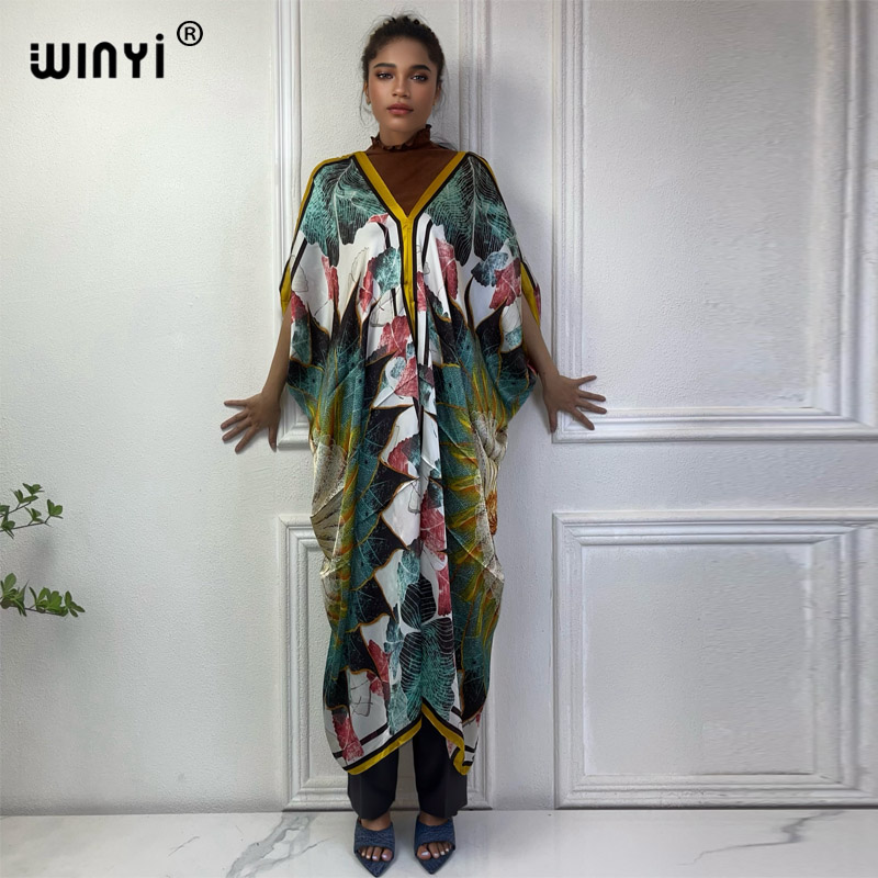 Winyi ชุดเดรสคอวีสไตล์แอฟริกัน - Robe Silk Women บทวิจารณ์และราคา